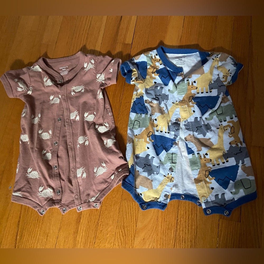 Carter's Brown and Multicolor Dinosaur One Pieces